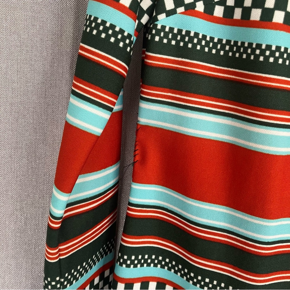 Vintage Mr Simon Striped Green and Red dress. Zip back and tie belt. - Picture 3 of 8